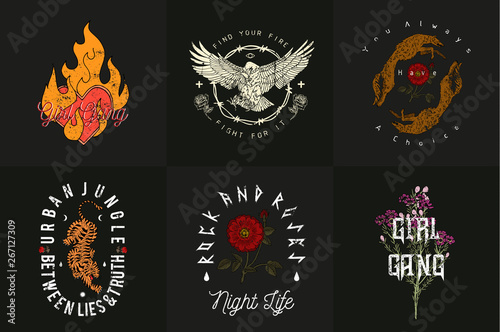Set typography prints with slogan
