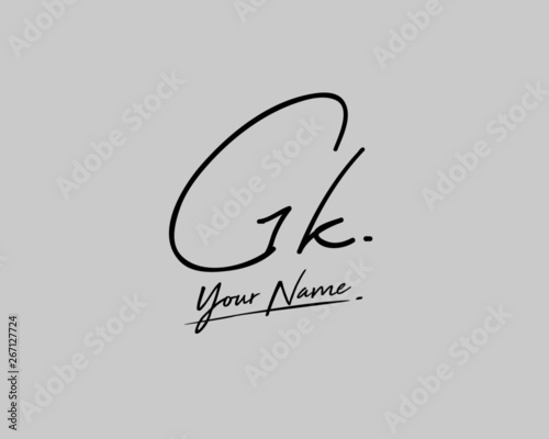 G K GK Signature initial logo template vector