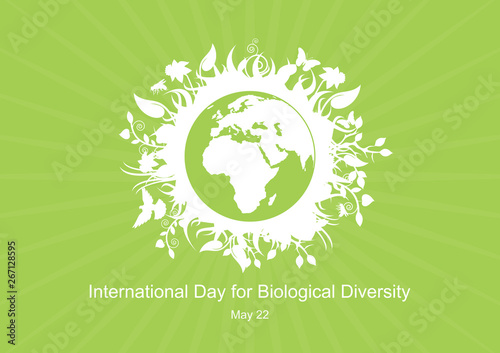 International Day for Biological Diversity vector. Green planet earth vector. Planet Earth with fauna and flora vector. Environmental concept with eco planet earth. Important day