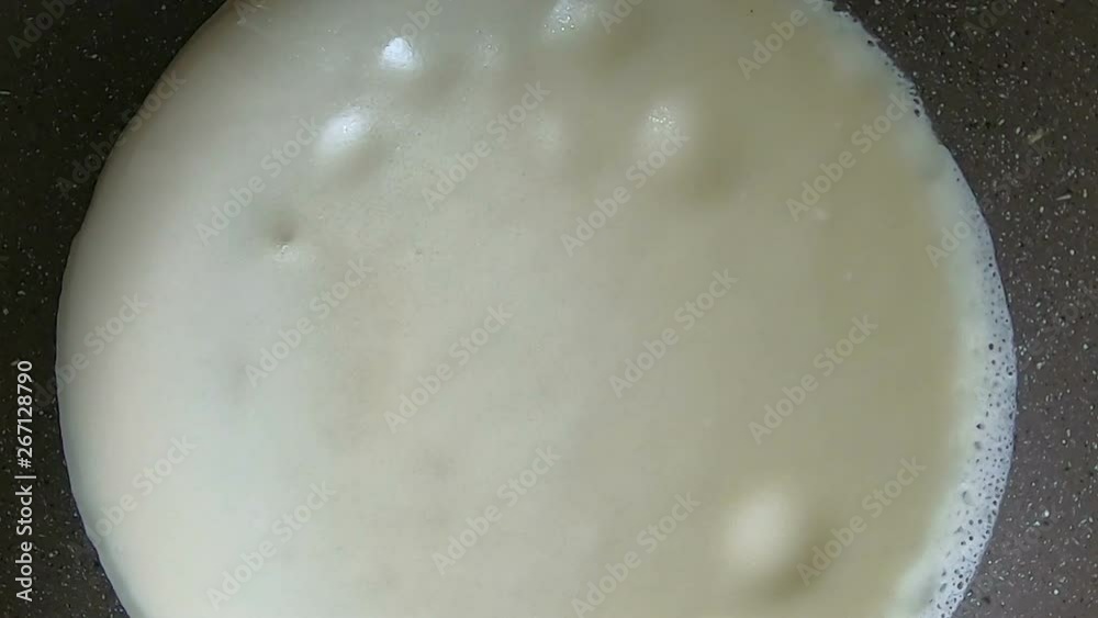 Process of baking pancake in pan Process of baking pancake in pan