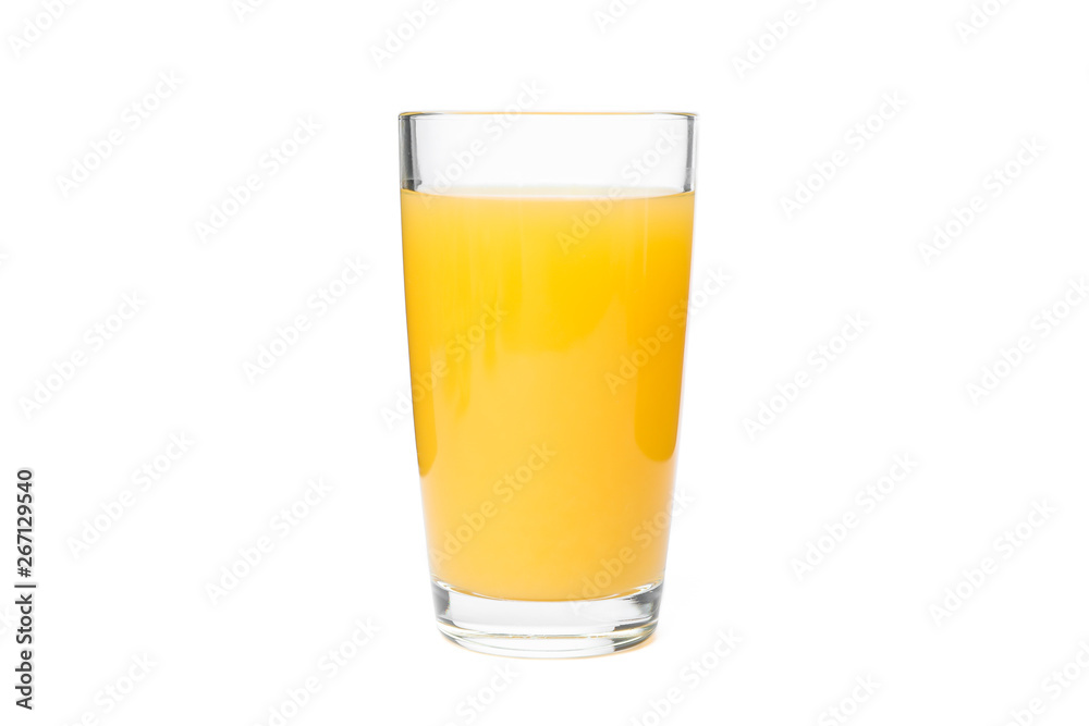 Glass of fresh orange juice isolated on white background. Fresh natural drink Glass of fresh orange juice isolated on white background. Fresh natural drink