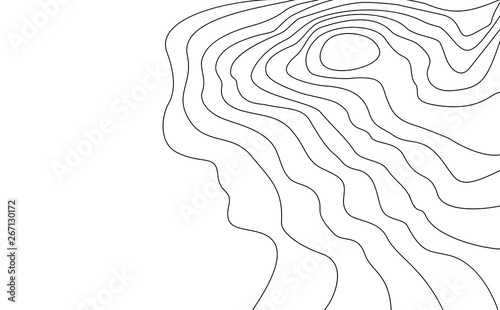The stylized height of the topographic contour in lines and contours. The concept of a conditional geography scheme and the terrain path. Vector illustration.