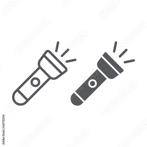 Flashlight line and glyph icon, light and electric, lamp sign, vector graphics, a linear pattern on a white background.