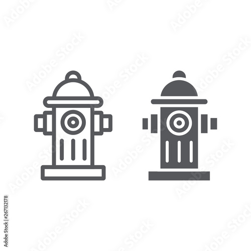 Hydrant system line and glyph icon, equipment and emergency, extinguisher faucet sign, vector graphics, a linear pattern on a white background.