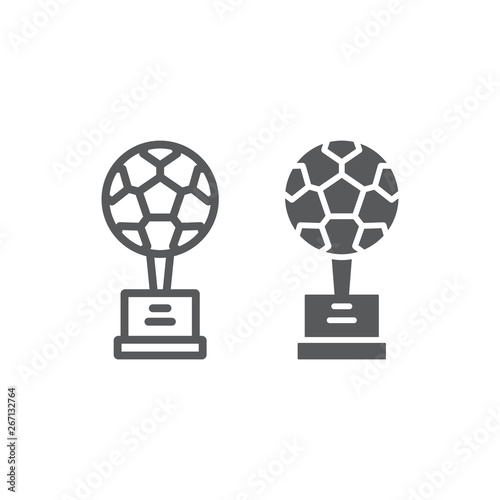 Soccer cup line and glyph icon  sport and award  goblet sign  vector graphics  a linear pattern on a white background.