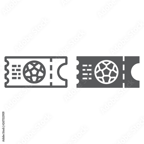 Soccer ticket line and glyph icon, game and play, football ticket sign, vector graphics, a linear pattern on a white background.