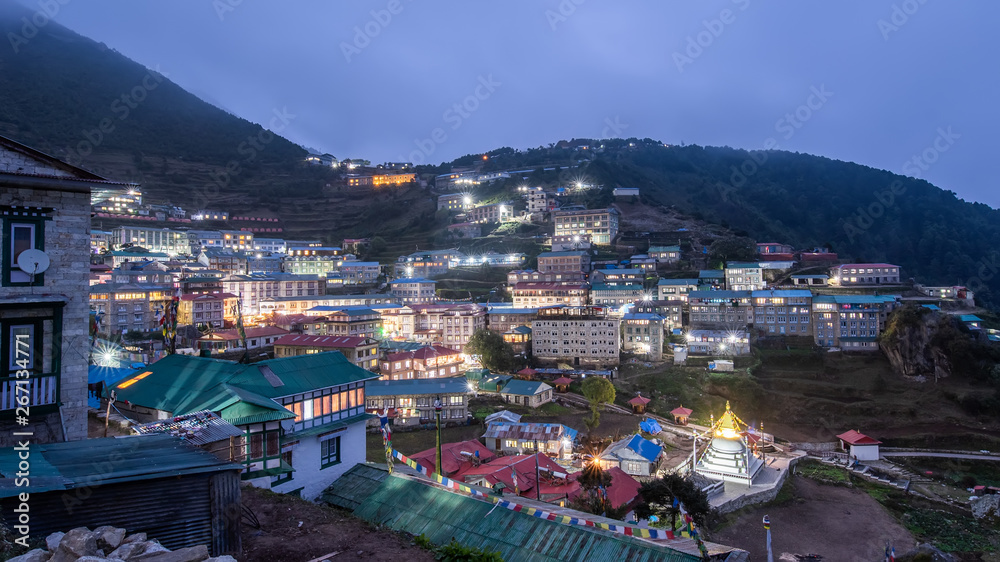 scenics view of namche bazaar village during Everest base camp trekking in Nepal