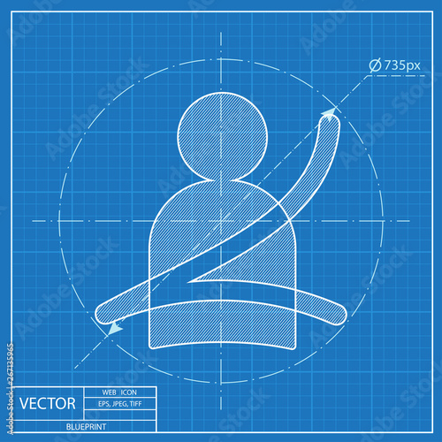 Seat belt fasten remind vector hmi dashboard blueprint icon © icon_craft_studio