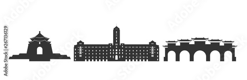 Taiwan logo. Isolated Taiwanese architecture on white background