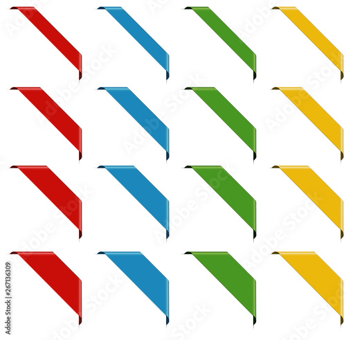 set of colorful corner ribbon banners