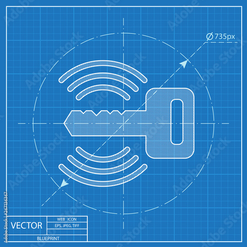 Car remote key symbol vector hmi dashboard blueprint icon