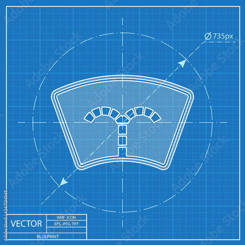 Windshield washer symbol vector hmi dashboard blueprint icon
