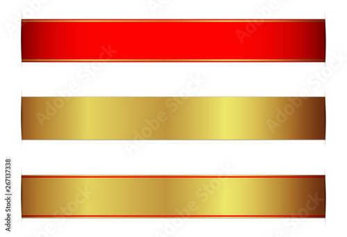 set of gold, silver and red bookmark banner isolated on white background