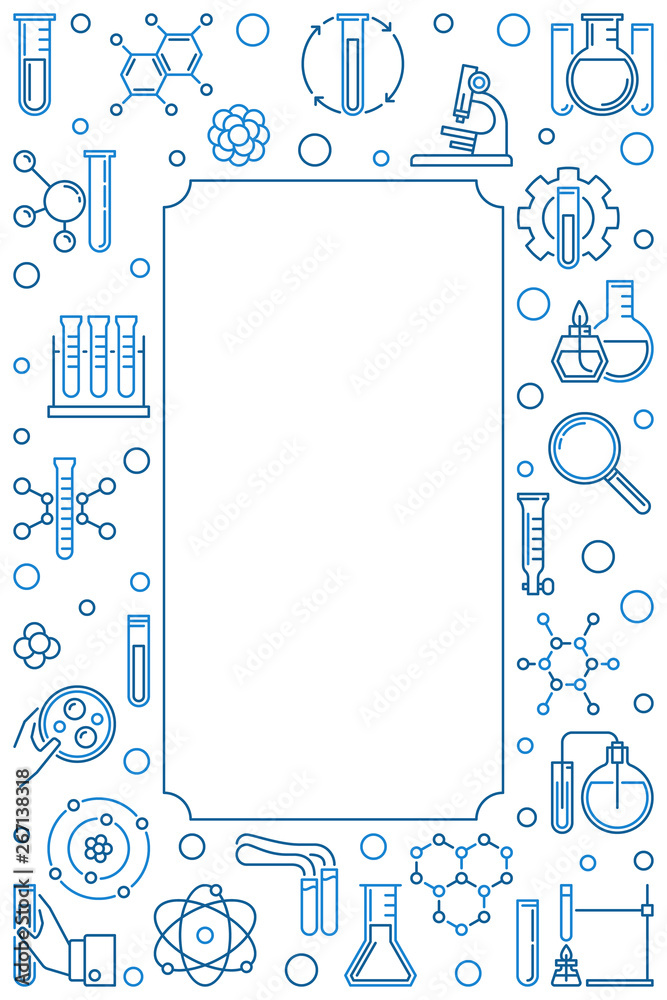 Vertical creative vector frame with Chemistry icons in thin line style.  Chemical linear background Stock Vector | Adobe Stock