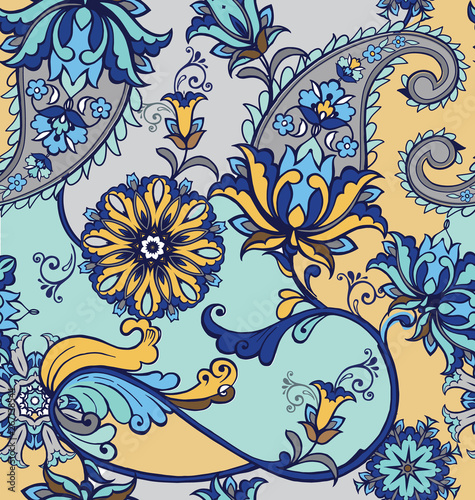 Beautiful Seamless Oriental Paisley Pattern.