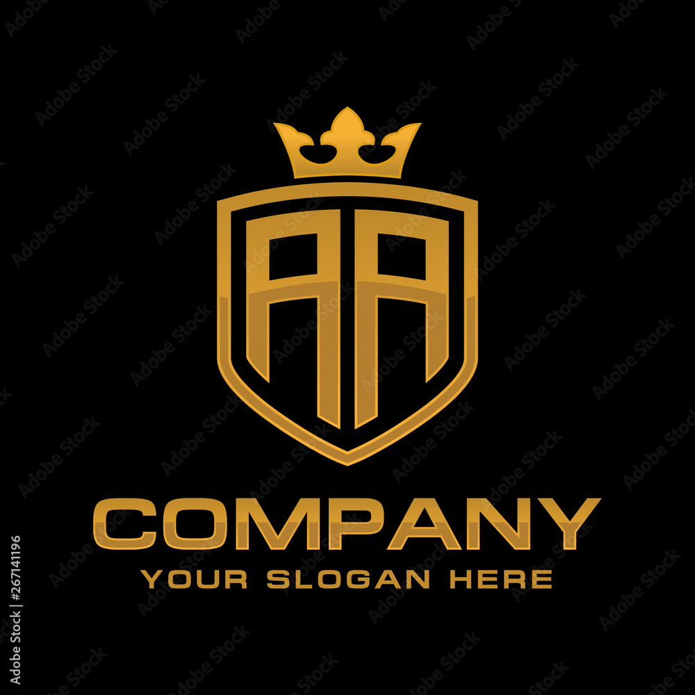 AA initial with shield and crown, Luxury logo design vector AA initial with shield and crown, Luxury logo design vector