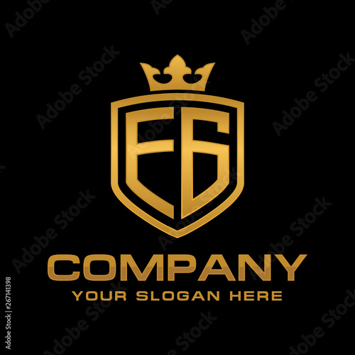 EG  initial with shield and crown  Luxury logo design vector 