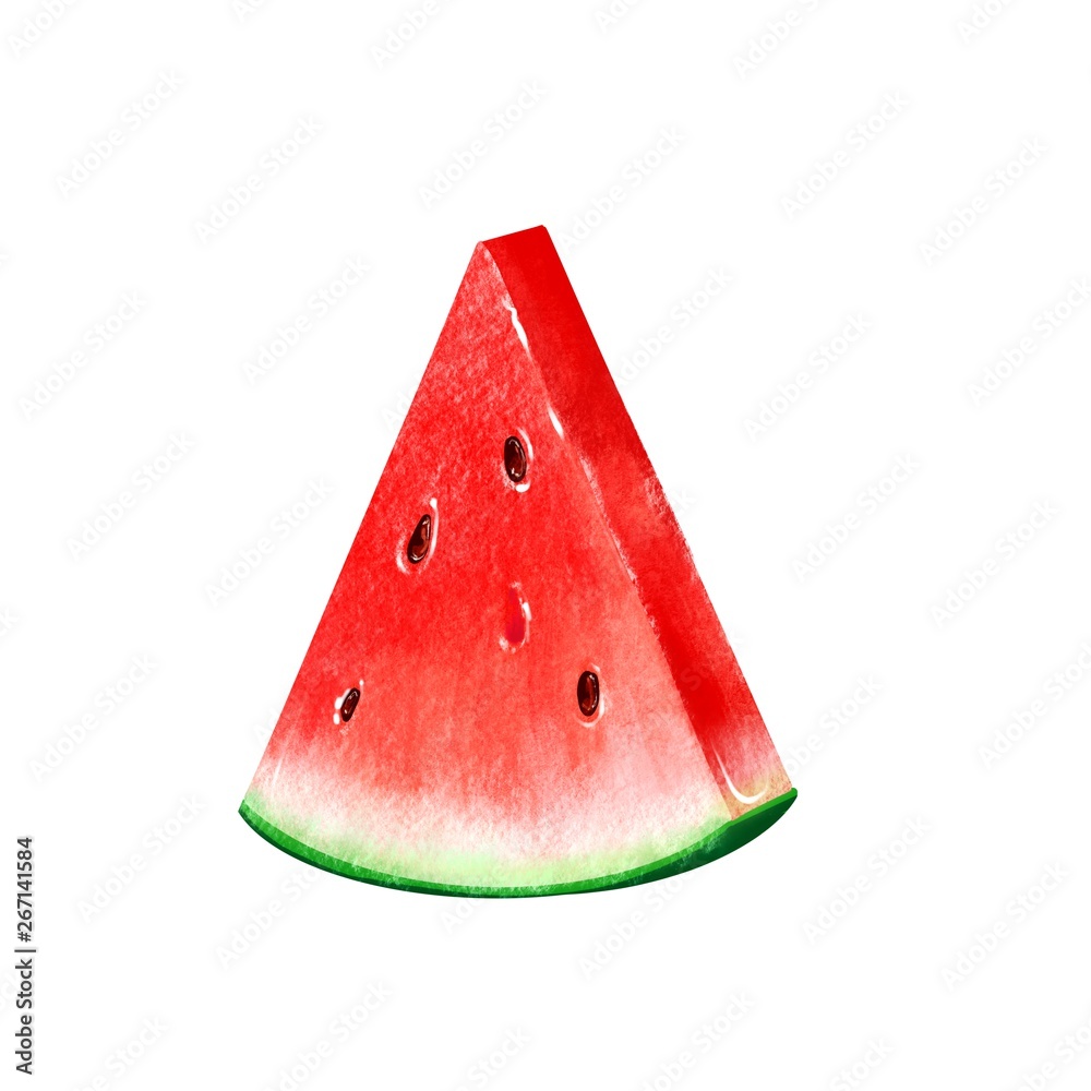 Watermelon slice fruit illustration isolated on white Watermelon slice fruit illustration isolated on white