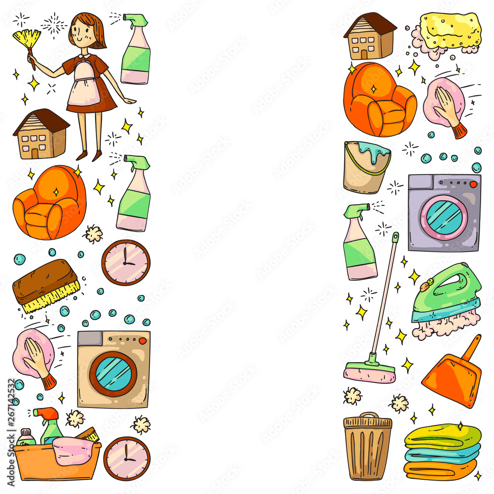 Obraz premium cleaning services company vector pattern