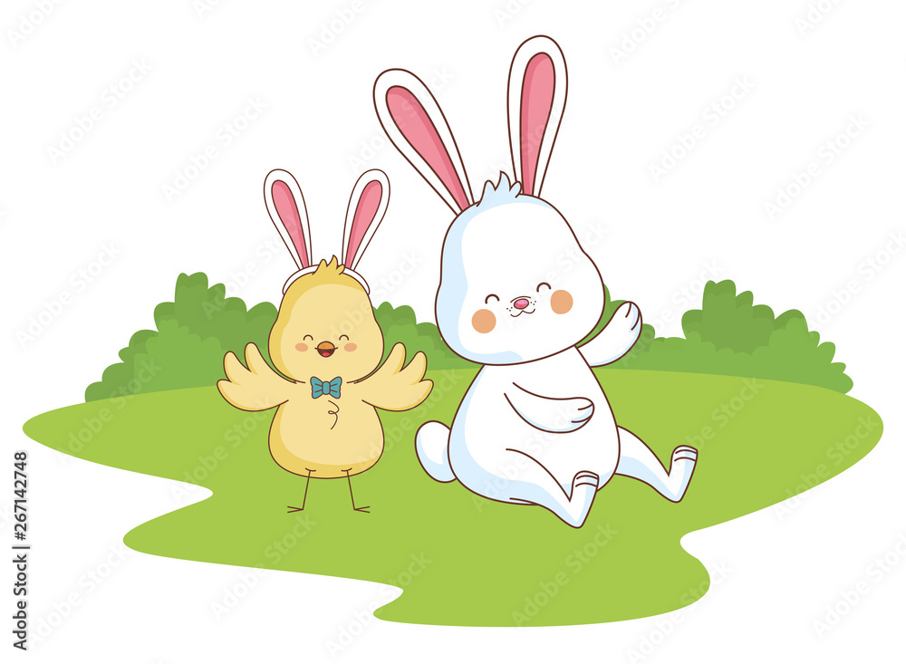 Fototapeta premium Happy farm animals cartoon