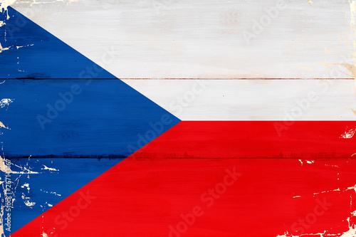 Obraz na płótnie FlagaCzech malowana na starej desce. w salonie