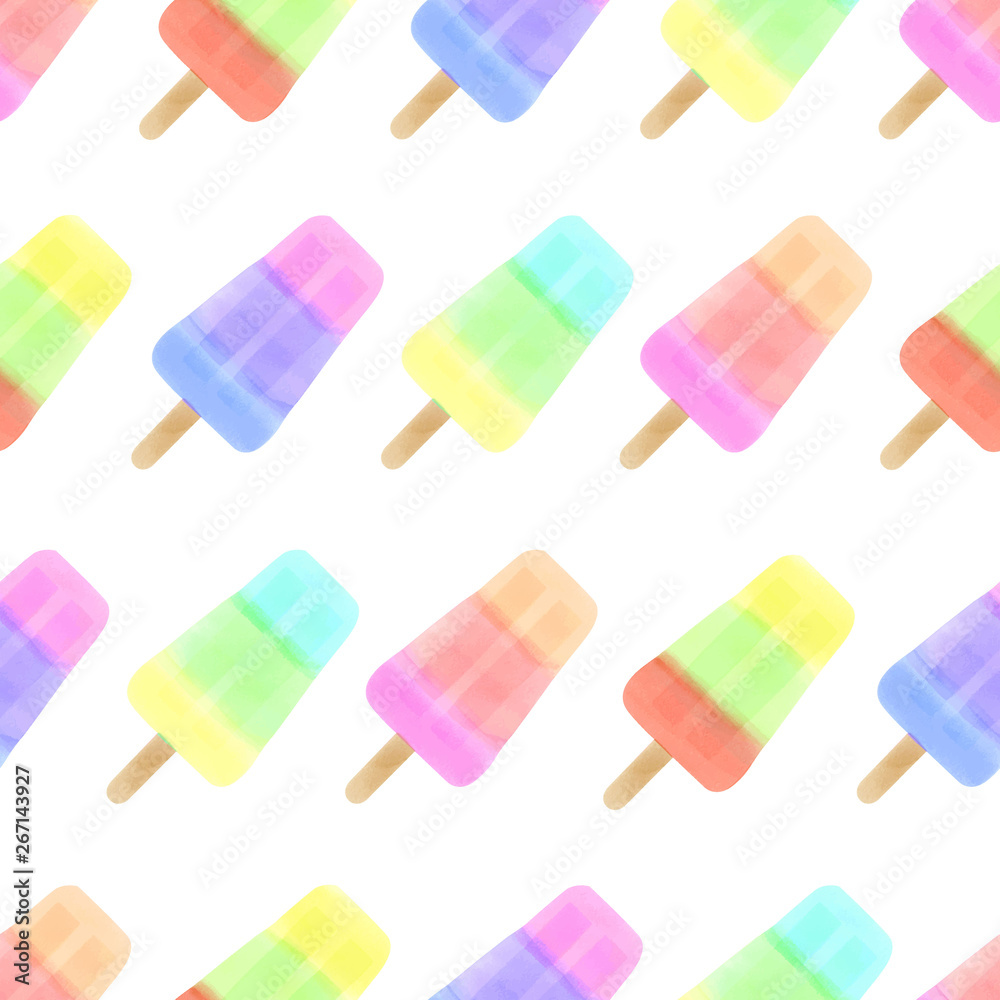 BEAUTIFUL WATERCOLOR CUTE ICE CREAM PATTERN