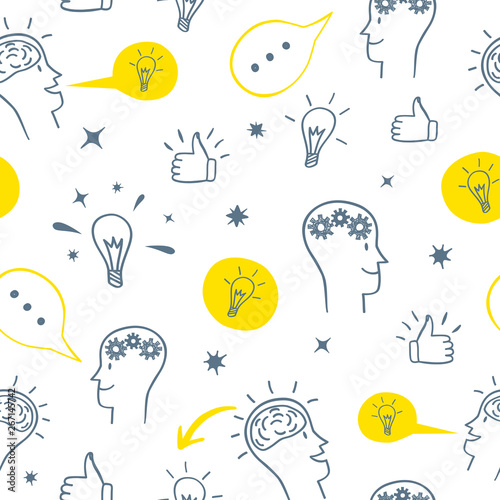 Wallpaper Mural Brainstorm doodle seamless pattern Torontodigital.ca