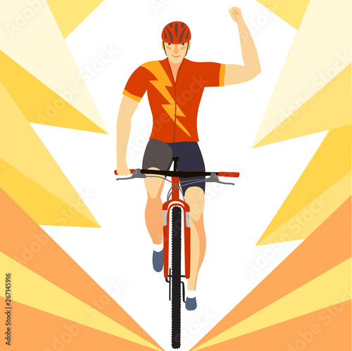 Winner racing mountain cyclist