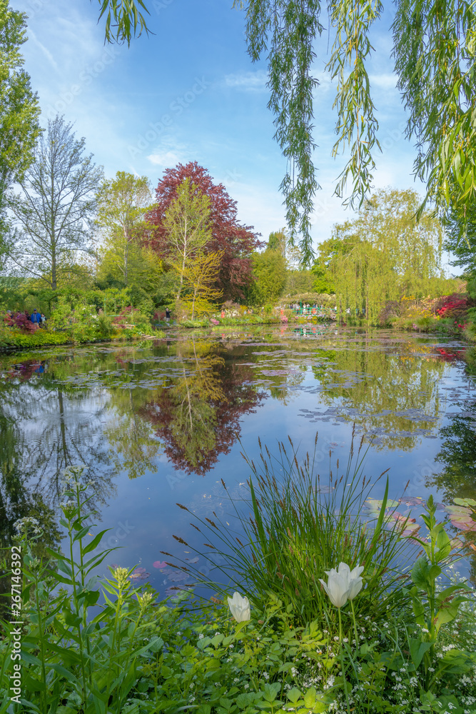 Giverny, France - 05 07 2019: The gardens of Claude Monet in Giverny. The nympheas