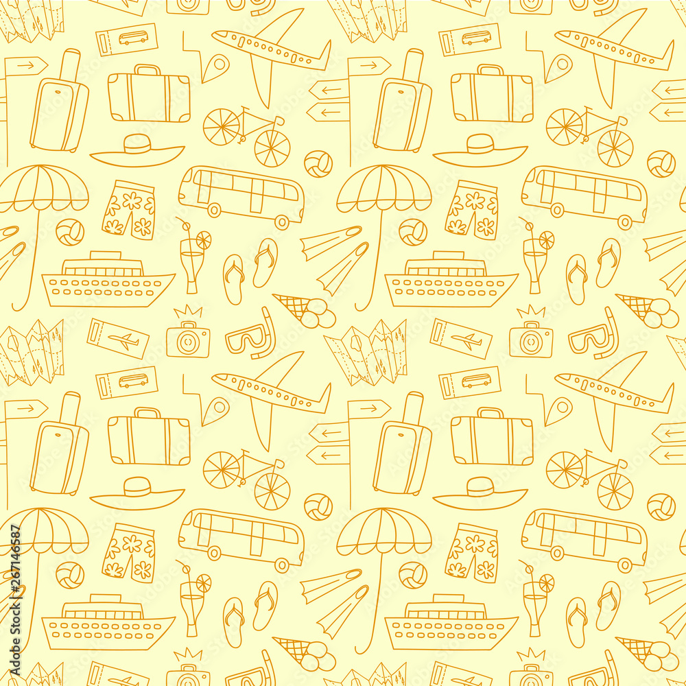 Summer vacation doodle seamless pattern Summer vacation doodle seamless pattern