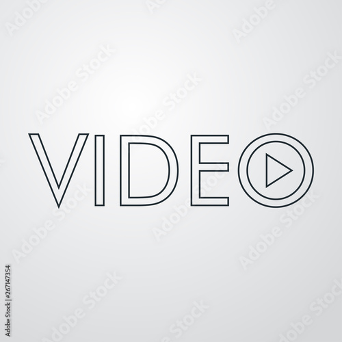 Logotipo lineal texto VIDEO con triángulo en fondo gris