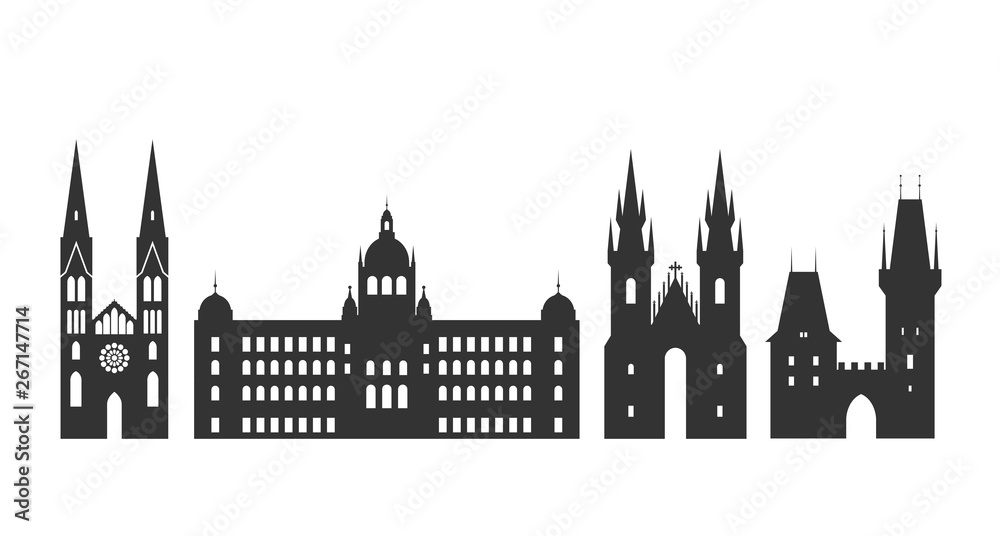 Czech Republic logo. Isolated Czech architecture on white background