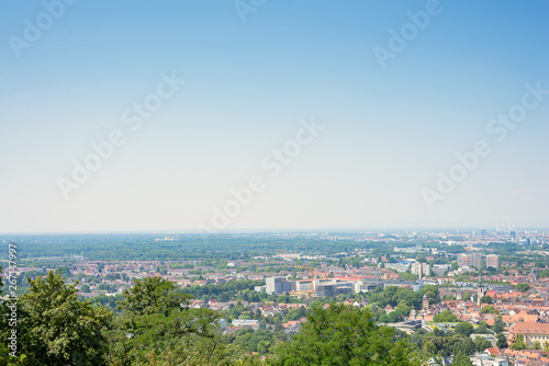 Magnificent view on Karlsruhe from top of Turmberg  Germany