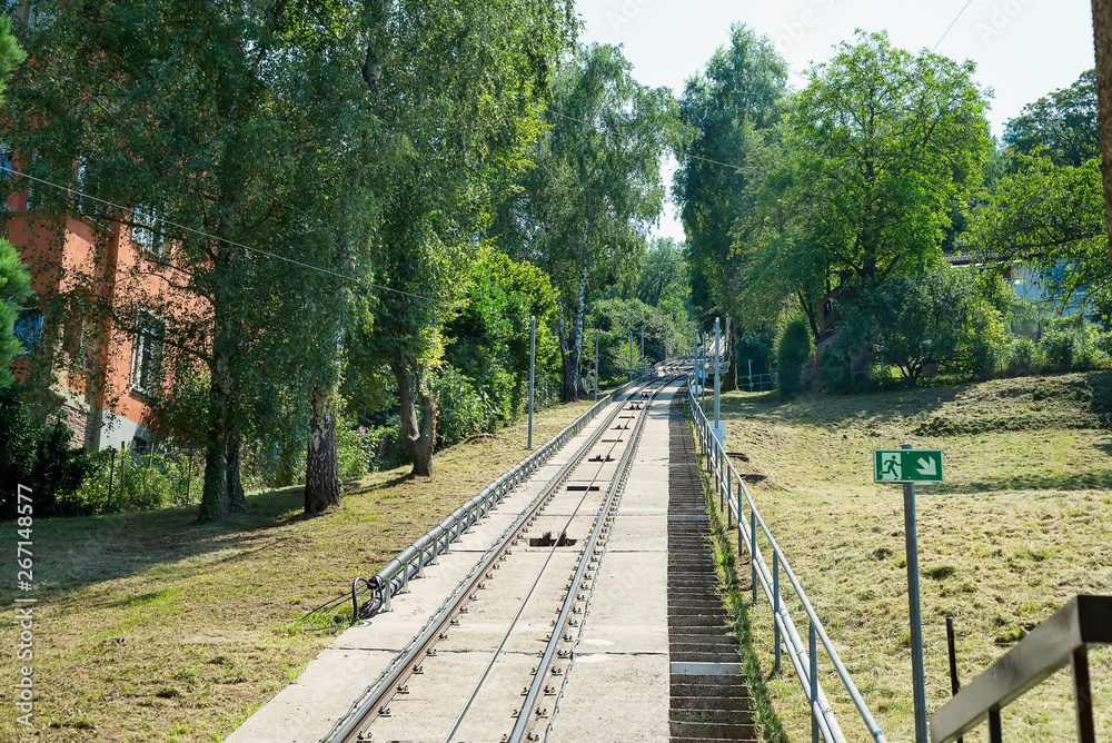 Fototapeta premium In a cable car in Karlsruhe, Germany