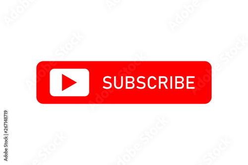 Red button of subscribe social media sign. isolated on white background.