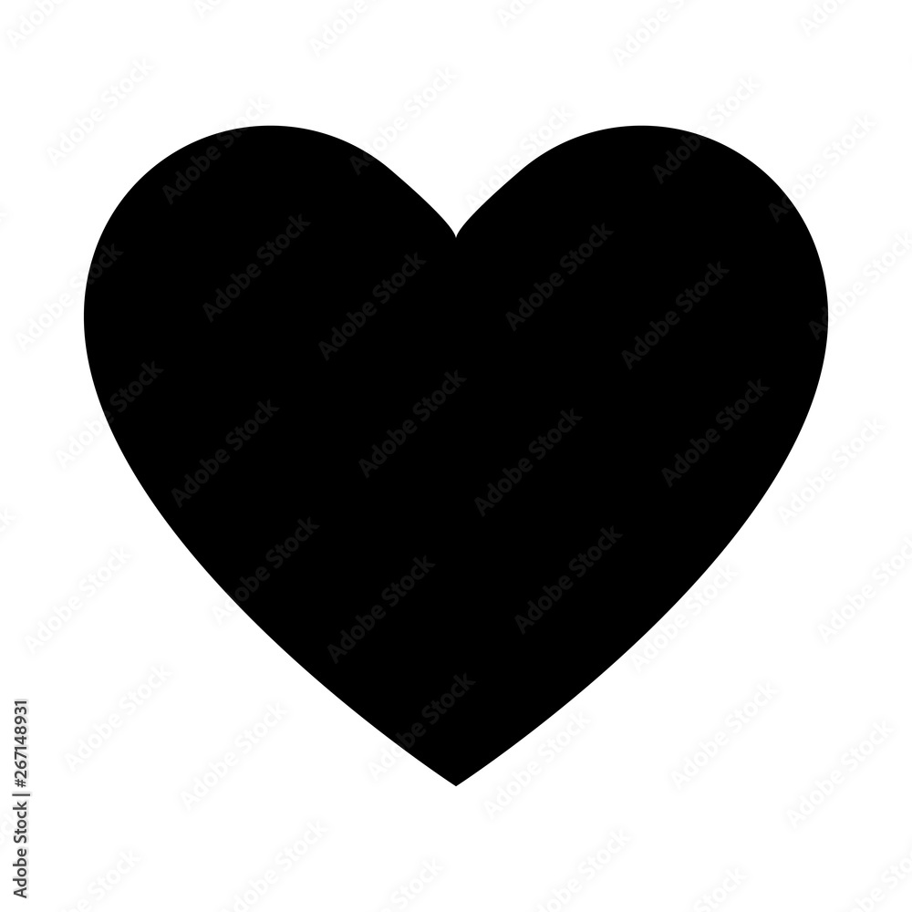 Simple black heart decorative sign symbol of love or celebration valentines day.