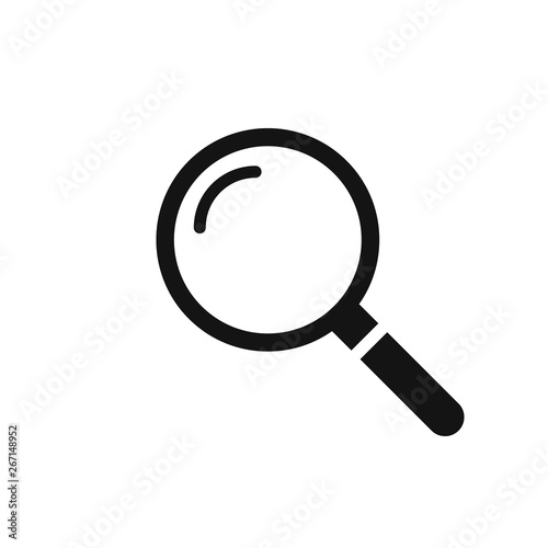 Magnifier glass icon search or zoom symbol.Loupe optical object. Isolated on white background.