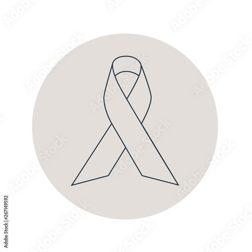 Icono plano lineal lazo de conciencia en círculo de color gris