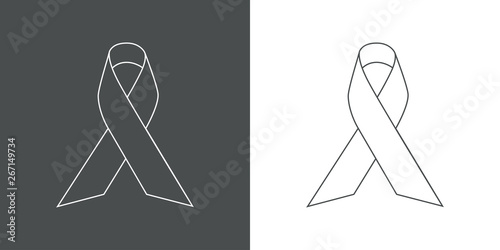 Icono plano lineal lazo de conciencia en gris y blanco