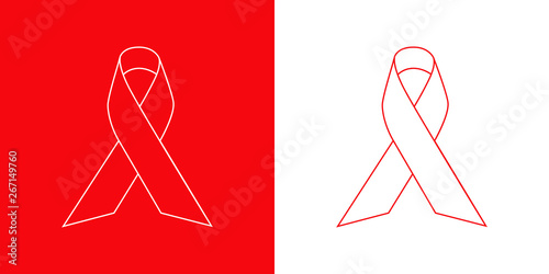 Icono plano lineal lazo de conciencia en rojo y blanco