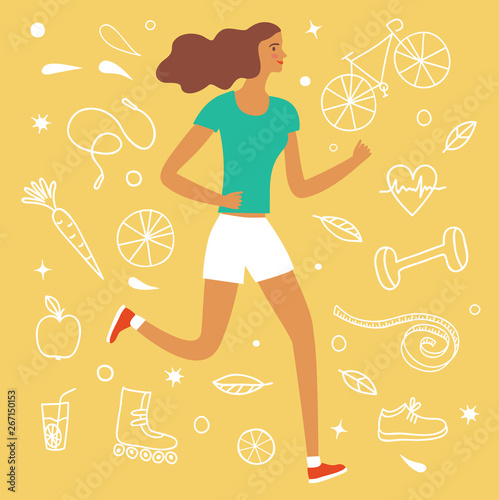 Cartoon girl runner.