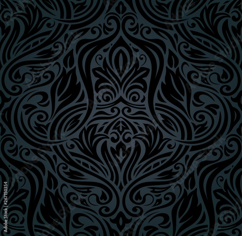  Black Floral decorative vintage seamless Background