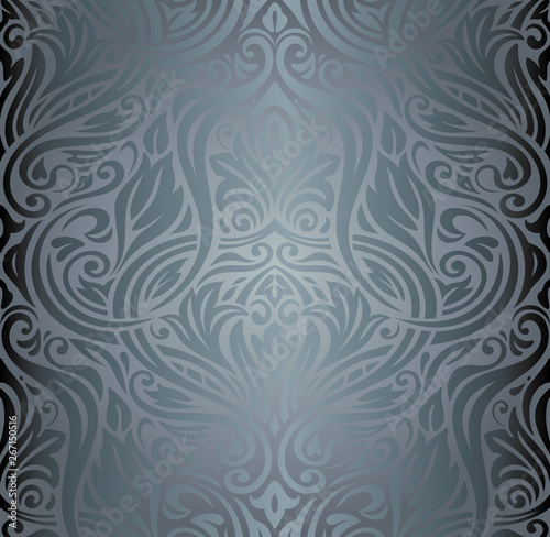 Silver Floral vintage fashion wallpaper  Background design
