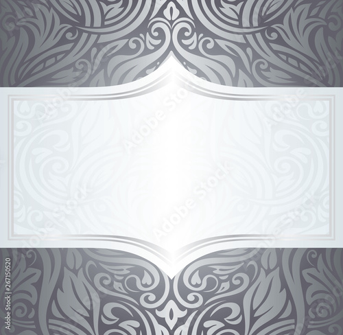 Silver shiny floral vintage pattern wallpaper background design
