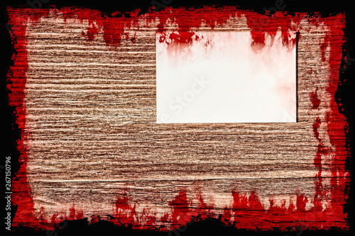 Halloween background.Bloody Suicide note on grunge wooden wall.