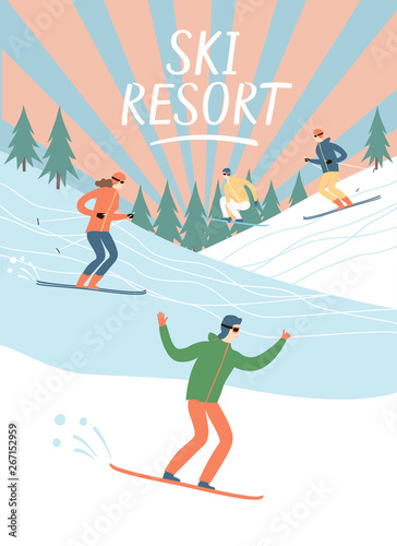 Ski resort old style poster