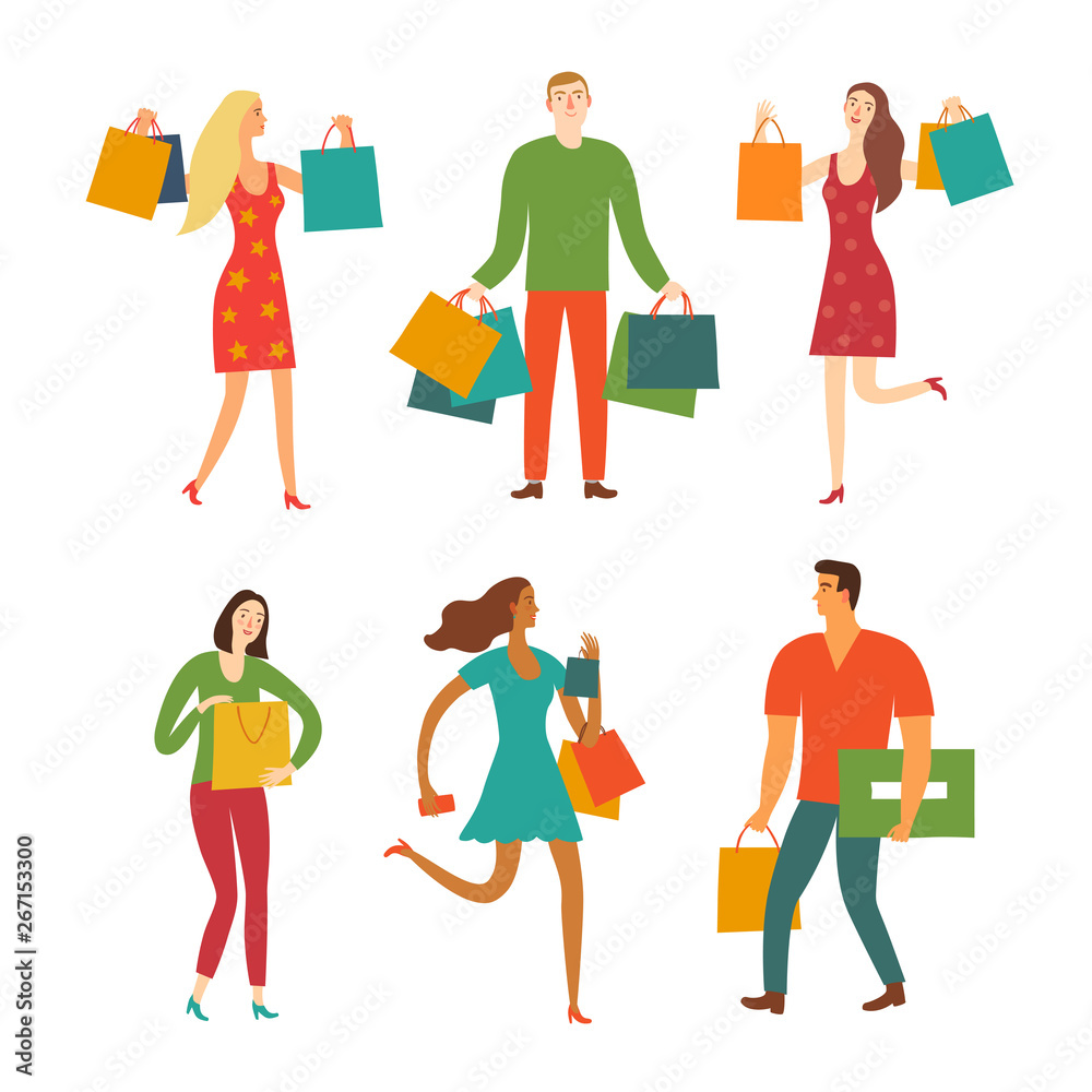 People with shopping bags People with shopping bags