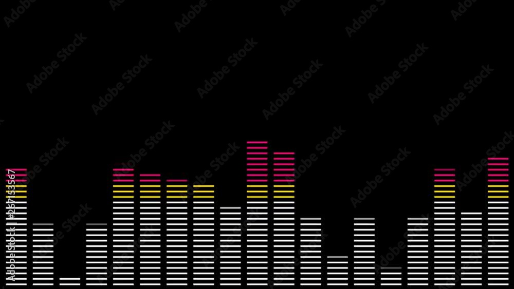 Audio equalizer moving bars. Alpha matte. Loopable. Two colors to choose. Multicolored.