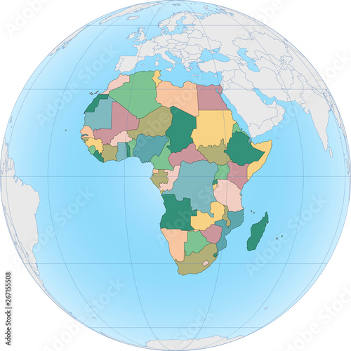 African continent on the Globe
