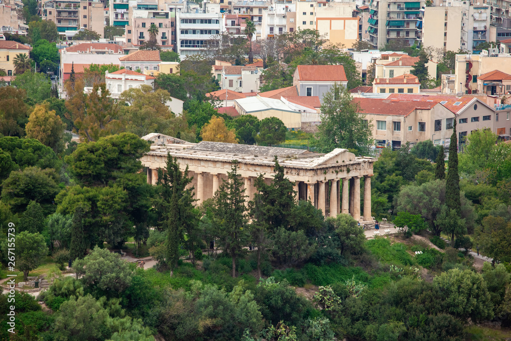 View of the Temple of Hephaestus from the Acropolis , Athens, Greece